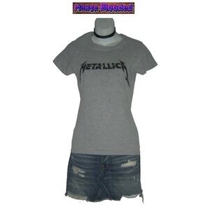 Metallica Tee Shirt Gray Heathered Gildan Tear Away Band Merch Retro 90s Concert